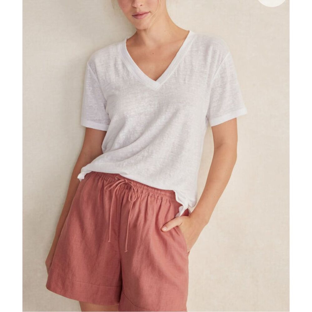 Haven Well Within $78 Linen Jersey V-Neck Tee White Womens XXL NEW - Picture 4 of 7